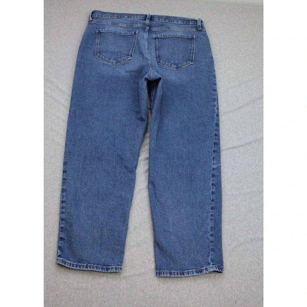 Old Navy Jeans Womens 14‎ Blue Cotton Blend Stretch Boyfriend High-Rise Straight